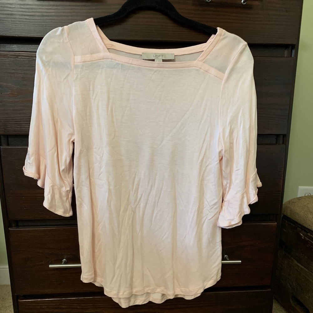 3/4 sleeve light pink blouse